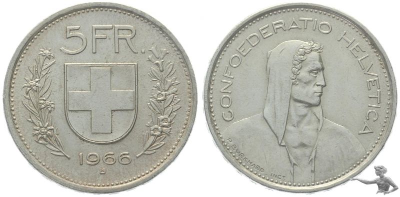 5 Franken 1966 B | Silber, Alphirte